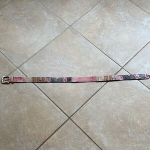 Fossil Floral Patchwork Belt - Pink and Dark Chocolate